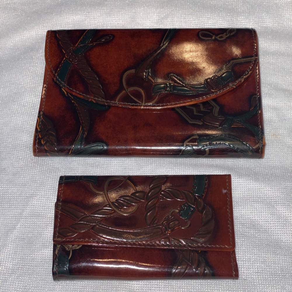 Italian leather wallet & key wallet (2 items)